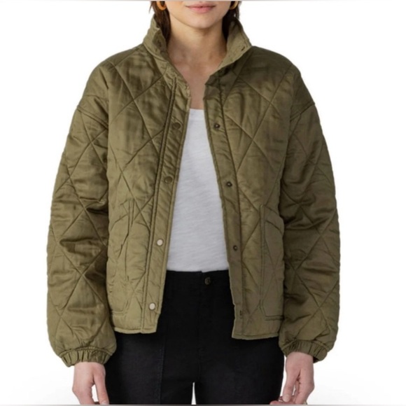 NWT Social Standard by Sanctuary Quilted Twill Jacket Green Size X-Small - Picture 1 of 15